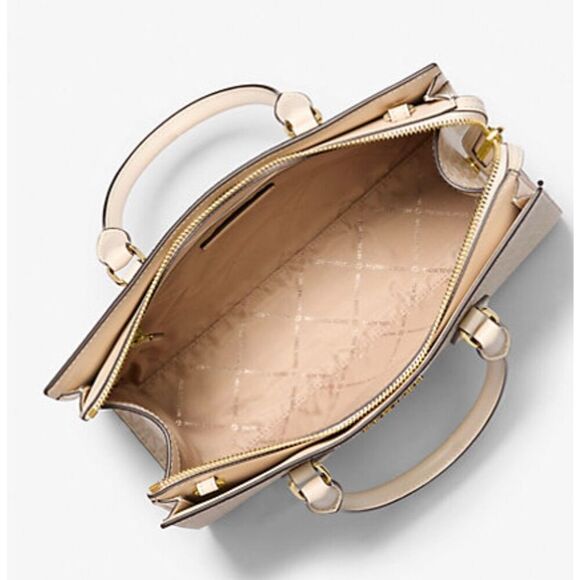 Michael Kors Sheila Medium Satchel Pale Gold Top Handle Bag - Picture 2 of 13